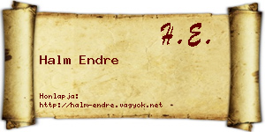 Halm Endre névjegykártya