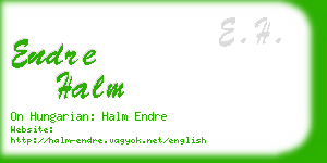 endre halm business card